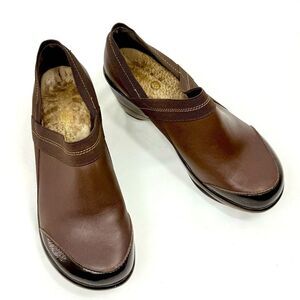 Jambu Sport Wedge CALI Brown Leather Slip On Heeled Support Shoes